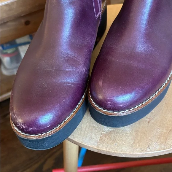 Marroqui Sanchez purple leather platform ankle boots size 40 9 - Picture 7 of 8